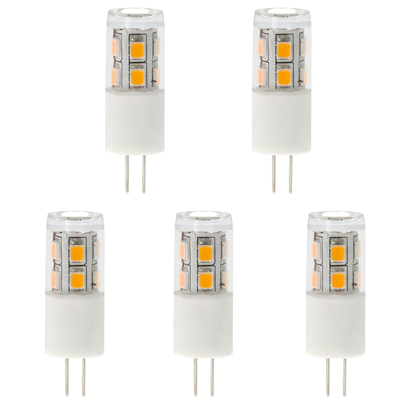 12V AC/DC, Back-Pin Tower T3 JC G4 LED Bulb, 1.5 Watts, 15W Equivalent, 5-Pack